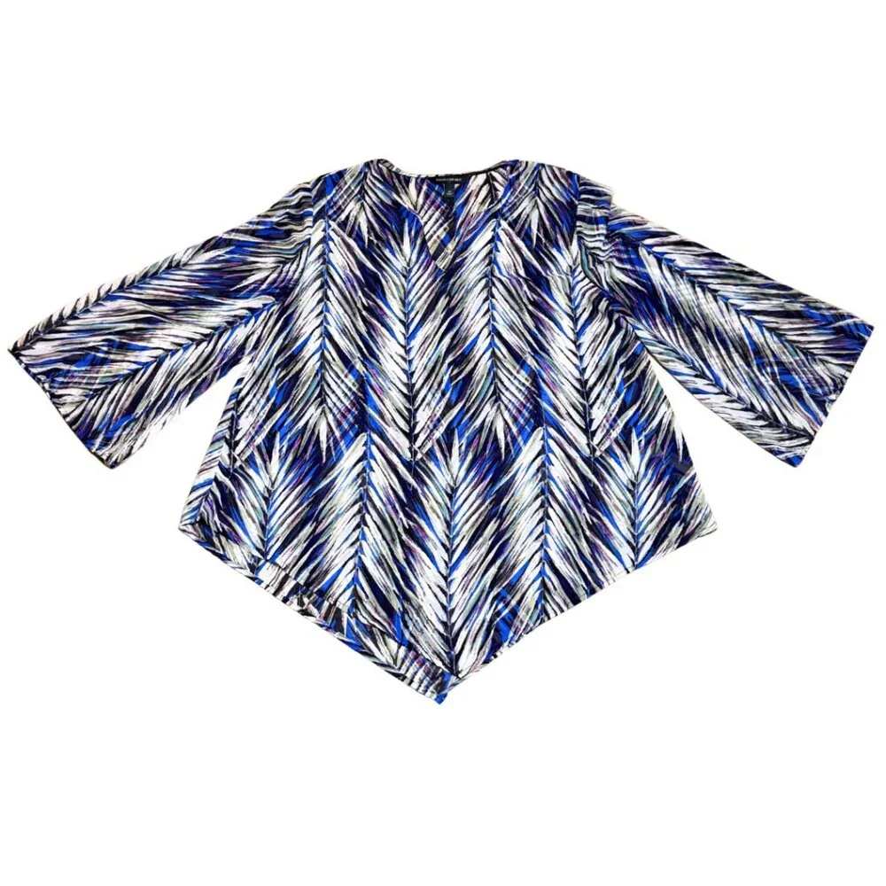 Banana Republic Bell Sleeve Handkerchief Hem Printed Blouse Women's Medium